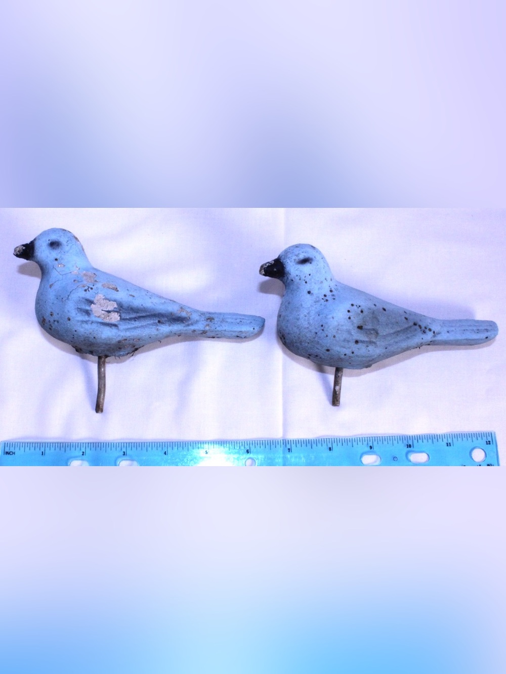 Vintage Blue Bird Figurine Garden Decoy - Set of 2 - Heavy